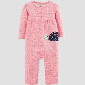 CARTER'S Turtle Print Cotton Henley Jumpsuit